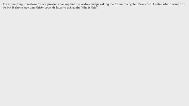 Ubuntu: Backup keeps asking for Encryption Password while restoring смотреть онлайн