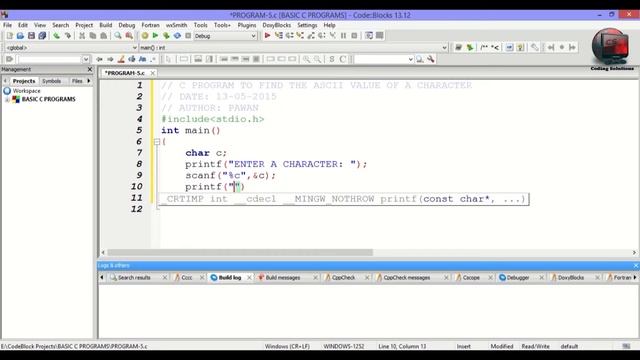 5-C Program to Find ASCII Value of a Character смотреть онлайн