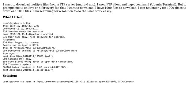 How to download multiple files at a time using mget command from FTP Server without pressing y... смотреть онлайн