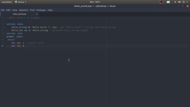 Hello world ! in assembly | NASM x86_64 смотреть онлайн