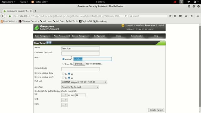 How to create/add a new target in OpenVAS in Kali Linux смотреть онлайн