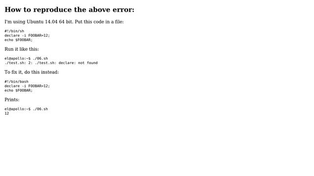 Ubuntu: Problem with Bash script: 'declare: not found' (6 Solutions!!) смотреть онлайн