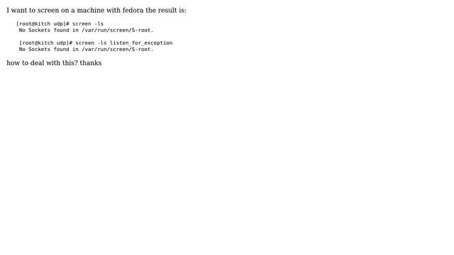 No Sockets found in /var/run/screen/S-root. when using `screen` смотреть онлайн