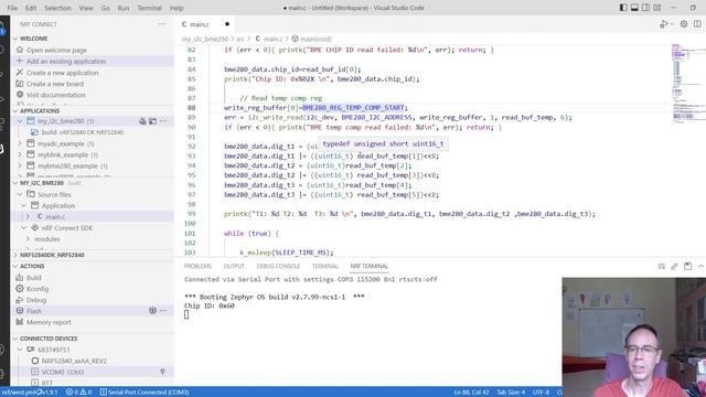 Zephyr and Nordic nRF Connect SDK - 03b Temperature, pressure and humidity from a Bosch BME280 смотреть онлайн