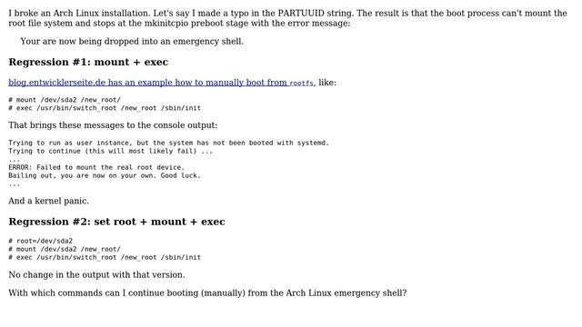 How to manually boot Arch Linux from preboot emergency shell? смотреть онлайн