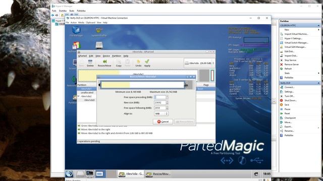 Hyper V Virtual Machine How to Extend VHD space and extend Debian Linux partition смотреть онлайн