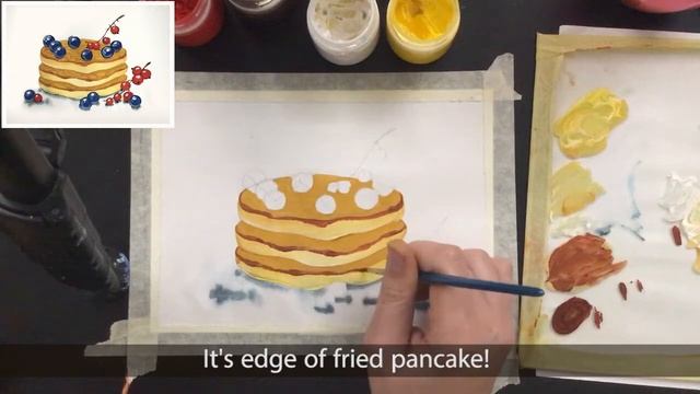 "Блины с ягодами", как нарисовать за 30 минут ГУАШЬ! Мастер-класс смотреть онлайн