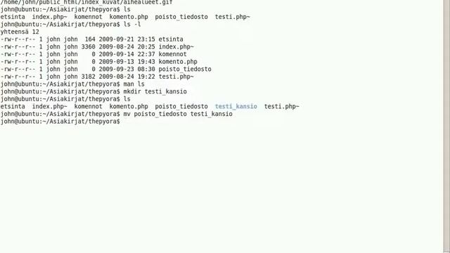 pääte - Ubuntu - locate, ls, man, mkdir, rmdir, mv, cd, pico, ps, pwd, rm - opastusvideo 6 смотреть онлайн