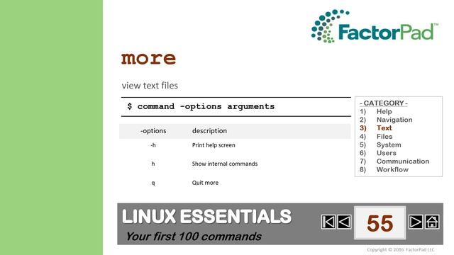 Linux more command summary with examples смотреть онлайн