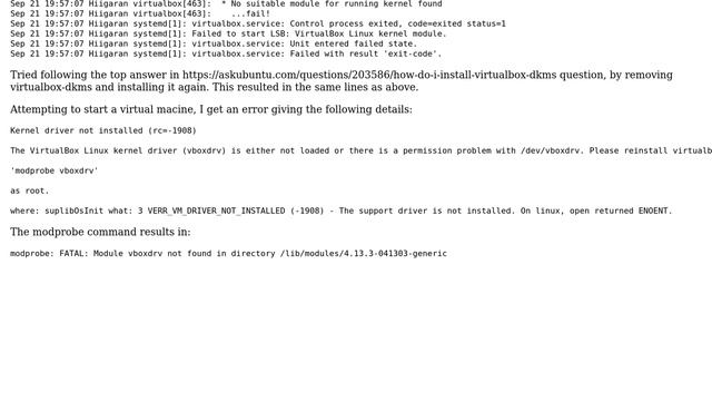 Ubuntu: "Failed to start LSB: VirtualBox Linux kernel module" смотреть онлайн