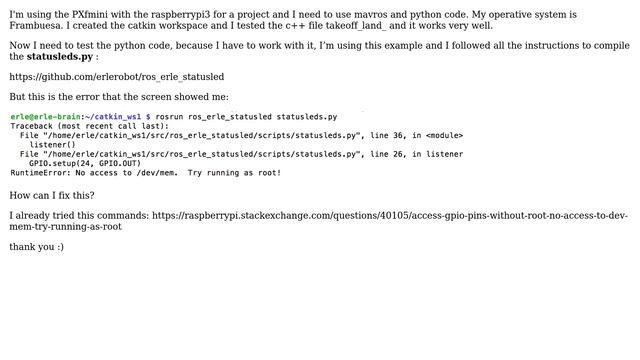 Raspberry Pi: RuntimeError: No access to /dev/mem смотреть онлайн