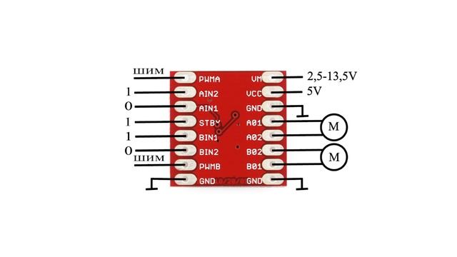 Драйвер двигателей TB6612FNG смотреть онлайн