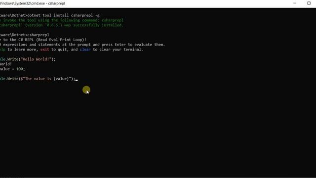 Using Command line C# REPL (CSharpREPL Dotnet Tool) смотреть онлайн