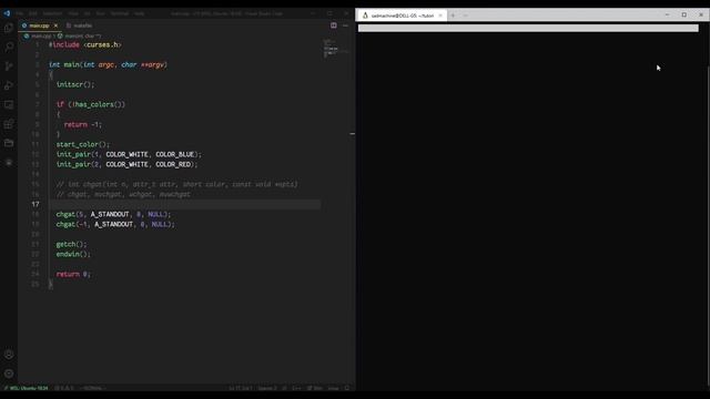 Ncurses Tutorial 15 - Changing Attributes with chgat смотреть онлайн