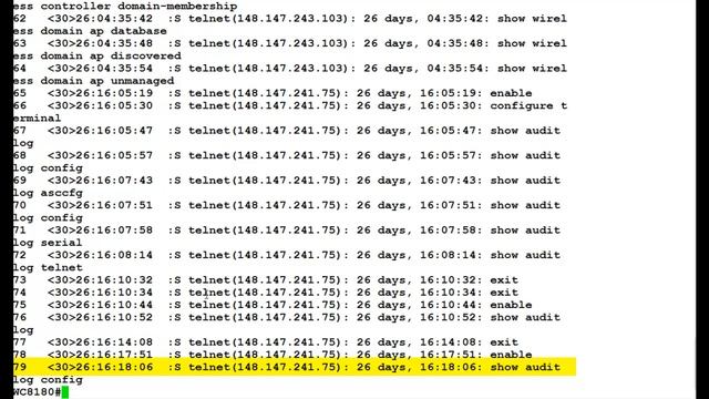 Displaying the CLI Audit log in Avaya WLAN 8100 WC using the CLI смотреть онлайн