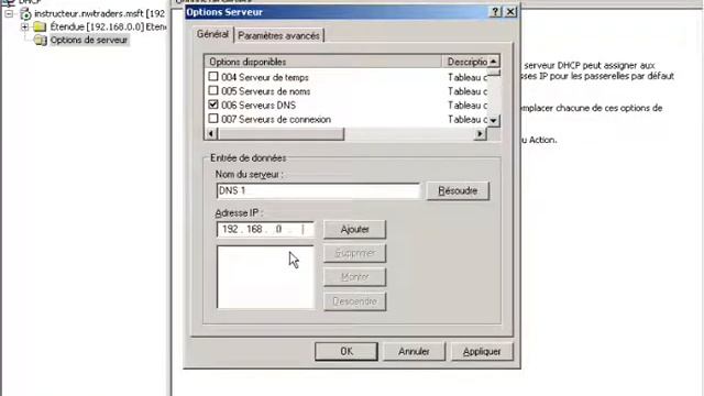 Configurations des options DHCP смотреть онлайн