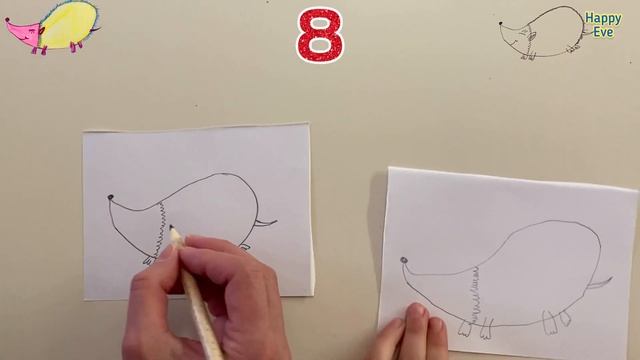 Як намалювати їжака легко? Єва вчиться малювати 19| Рисуем ежика| DIY How To Draw A Hedgehog