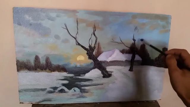 Qish Manzarasi Rasimini Ishlash