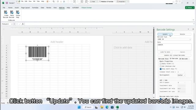 Excel Code 39 barcode image maker: create, print Code 39 images in MS Excel смотреть онлайн