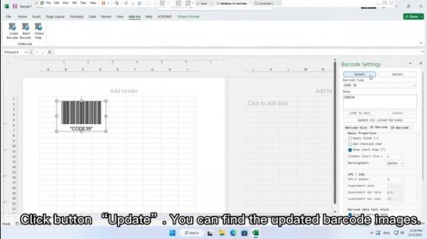 Excel Code 39 barcode image maker: create, print Code 39 images in MS Excel