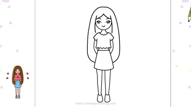 How to Draw a Cute Modern Girl with Long Hair | Cute Barbie Easy Drawing Girls - 18 смотреть онлайн