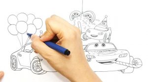 Draw CARS 4 LIGHTNING McQUEEN, SALLY and Their 1-Year-Old Son | drawing and coloring pages for kids