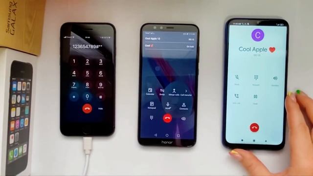 Triple calls Apple IPhone 7 vs Xiaomi Redmi Note 8 vs Honor 9 Lite/ Incoming & outgoing calls смотреть онлайн