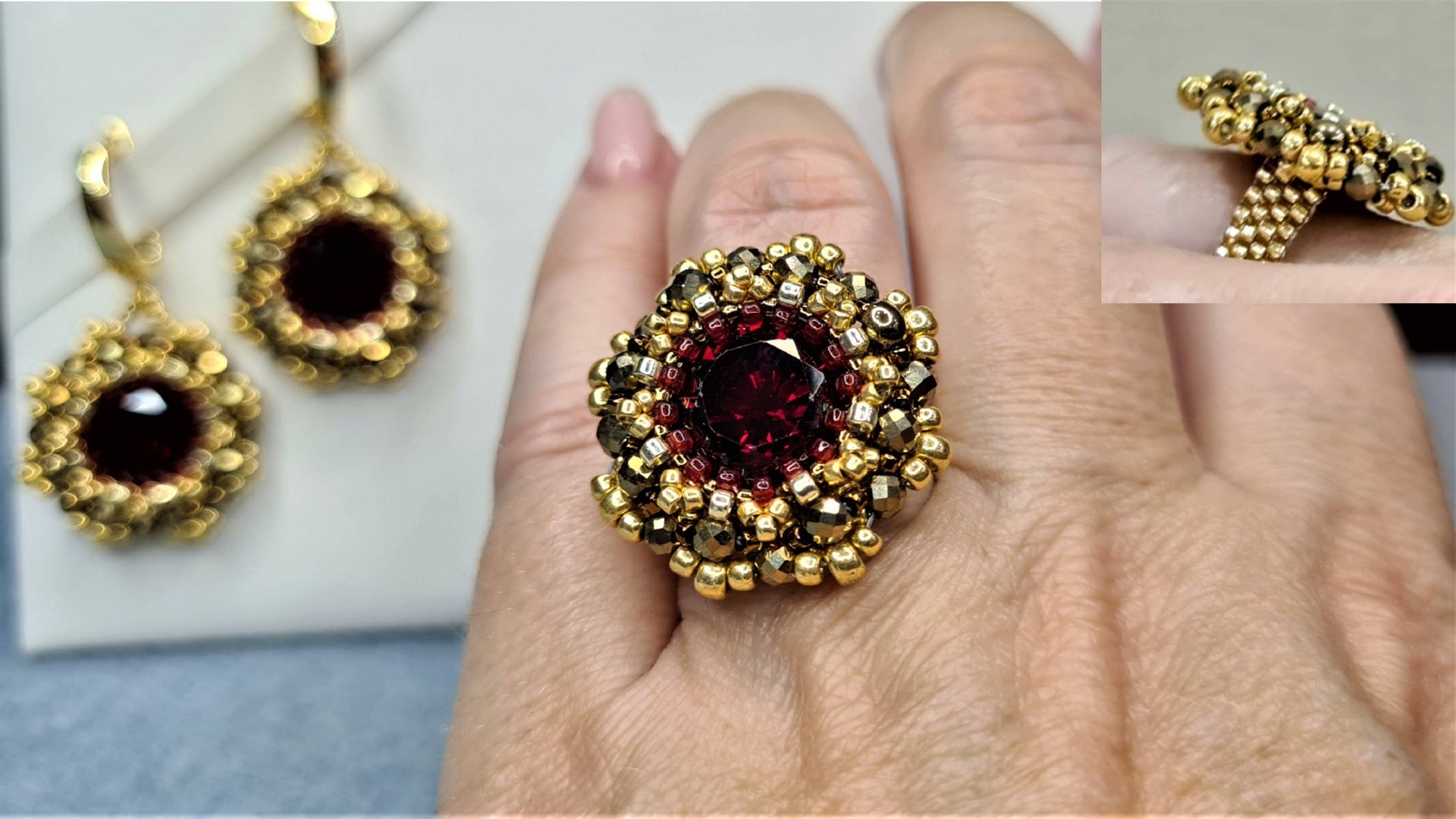 Кольцо из бисера и циркона своими руками. Как нарастить нить во время плетения. смотреть онлайн