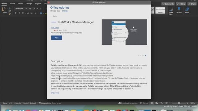 RefWorks Citation Manager MAC OS add-in/add-on/plugin WORD смотреть онлайн