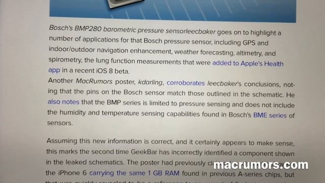 Leaked Phosphorus Schematic Is Not The iPhone 6 M8 Co-processor - It's A Barometric Pressure Sensor смотреть онлайн
