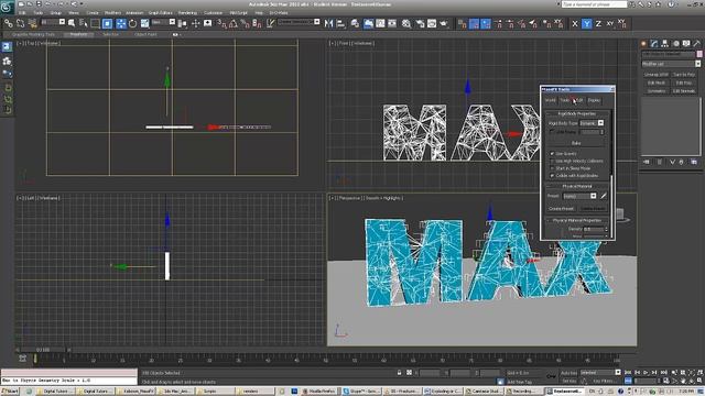 3ds Max 2012 Crashing Text using MassFX and Fracture Voronoi смотреть онлайн
