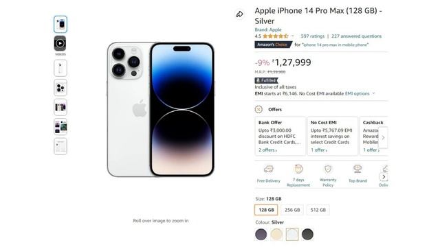 Apple iPhone 14 Pro Max ,128 GB, Silver ! Rs 1,27,999 смотреть онлайн