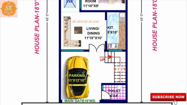 HOUSE PLAN 18' X 45’ / 810 SQ.FT / 90 SQ.YDS / 75 SQ.M / 90 GAJ GHAR KA NAKSHA / WITH INTERIOR смотреть онлайн