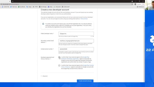 Step 1.1 - Creating Your Google Play Developer Account (Publishing with 22apps) смотреть онлайн