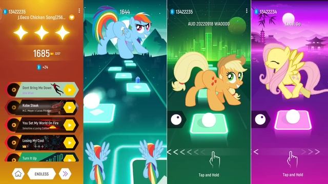 Rainbow Dash - Applejack - Twilight Sparkle - Little Pony Song TilesHop EDM Rush