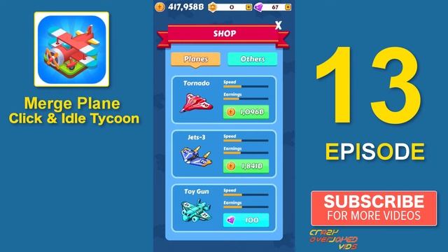 Merge Plane Click & Idle Tycoon Gameplay Unlocking Plane No.24 Rose Plane And No.25 Shark-7 Plane смотреть онлайн