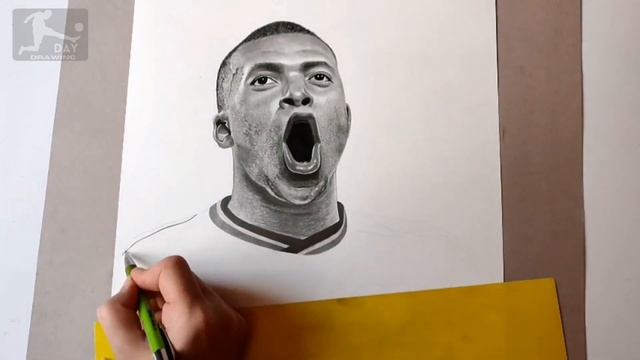 Kylian Mbappe Real Madrid _ Day Drawing || Realistic Drawing Mbappe Face Easy