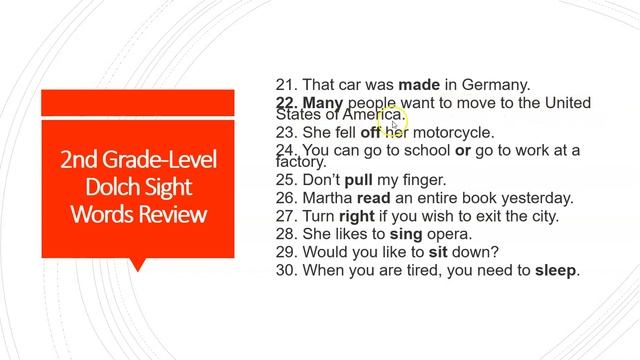 2nd Grade Level Dolch Sight Words English Vocabulary Review смотреть онлайн