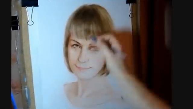 Speed drawing portrait. Portrait of Olga in technique dry brush. смотреть онлайн