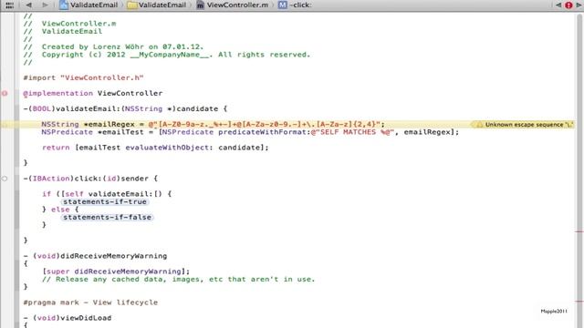 Xcode 4.2.1 iPhone SDK Tutorial - Validate EMail HD смотреть онлайн