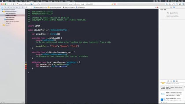 Программирование под IOS | RandomViewController | Swift | Xcode смотреть онлайн