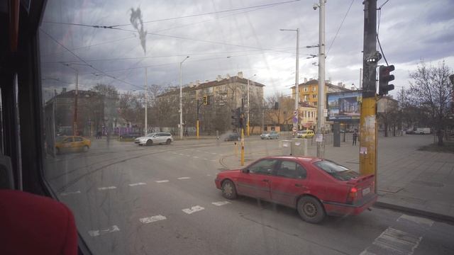 Bulgaria, Sofia, tram 22 ride from бул. Вардар to метростанция константин величков смотреть онлайн