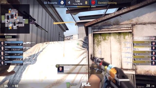 Крутой сплит точки А от Gambit на карте de_cache PGL Major Kraków 2017 | CS:GO смотреть онлайн