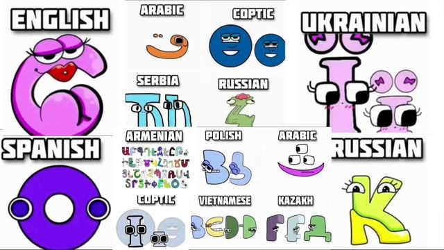 Baby Alphabet Lore But It's Different Alphabets (Ukrainian Arabic, Serbia,Russian,Coptic, Armenian)