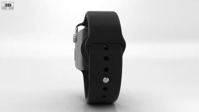 Apple Watch 42mm Stainless Steel Case Black Sport Band 3D model by 3DModels.org смотреть онлайн