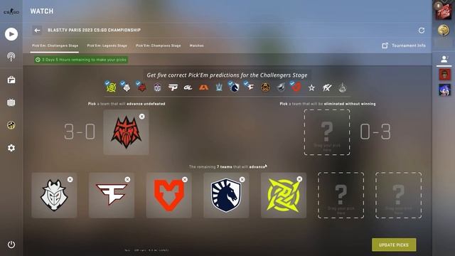 CS:GO BLAST PARIS MAJOR PICK'EMS: CHALLENGERS Stage 2023 смотреть онлайн
