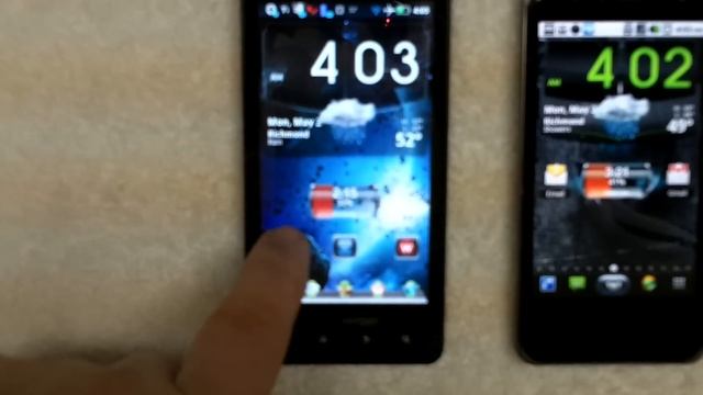T-Mobile G2x + SPB Shell 3D vs Motorola Droid X + Go Launcher (short) смотреть онлайн
