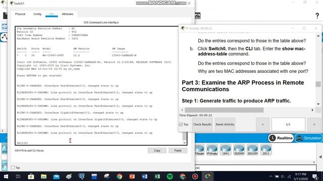 Cisco Packet Tracer - 9.2.9 EXAMINE THE ARP TABLE смотреть онлайн