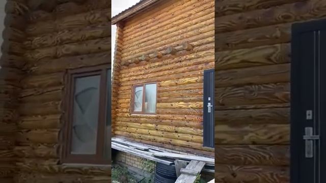 Оцилиндрованное бревно, после пескоструйной шлифовки.Покрытие Alpina масло. смотреть онлайн