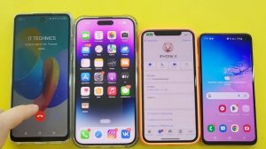 iOS17 Iphone 14MAX incoming Call Samsung S10 vs iPhone X vs Tecno Spark GO
